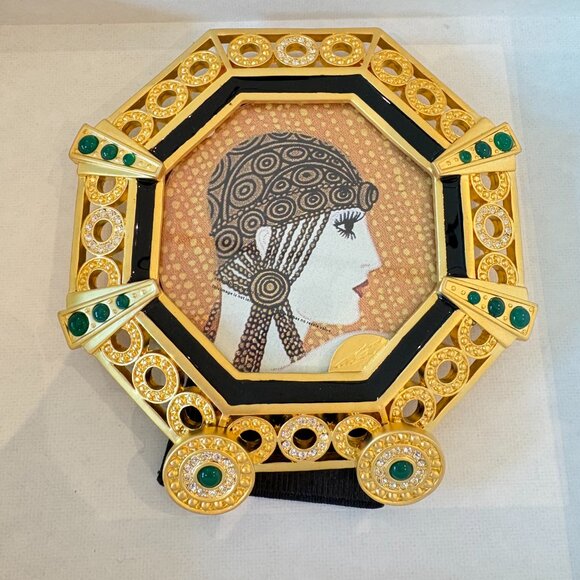 Authentic Erté Sevenarts Ltd. jeweled octagonal photo frame – rare Art Deco gold - Picture 8 of 9